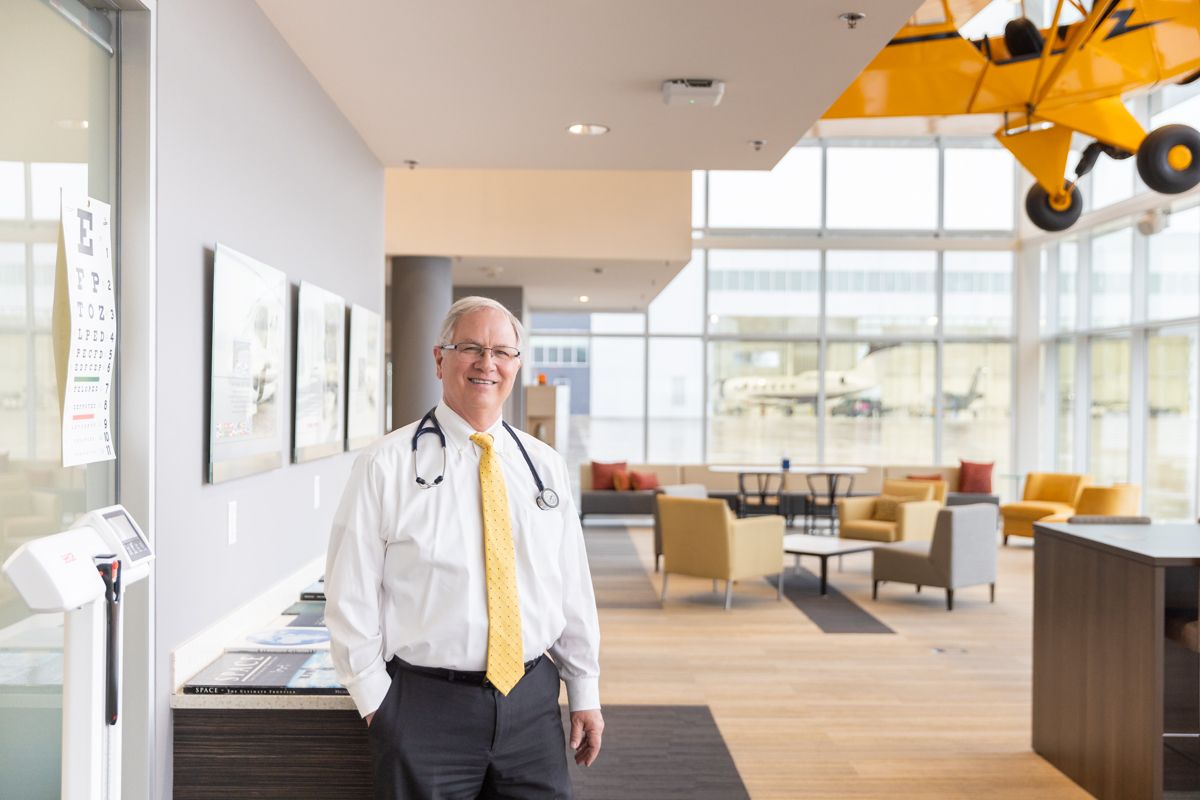 Dr. Steve Edmondson at his office at Gerald R. Ford International Airport